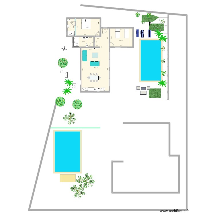 bungalow djerba2. Plan de 5 pièces et 102 m2