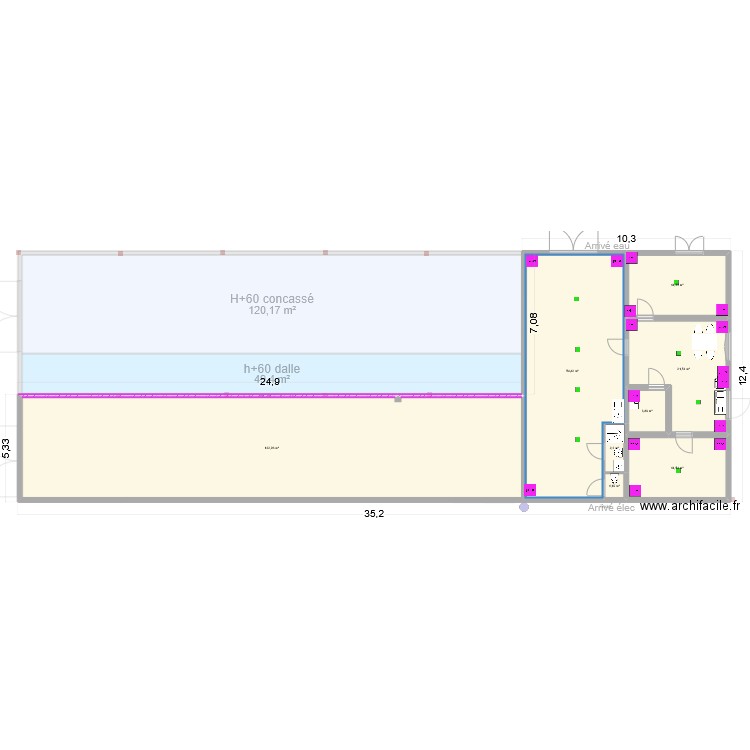 plan avec emplacement résaux. Plan de 14 pièces et 639 m2