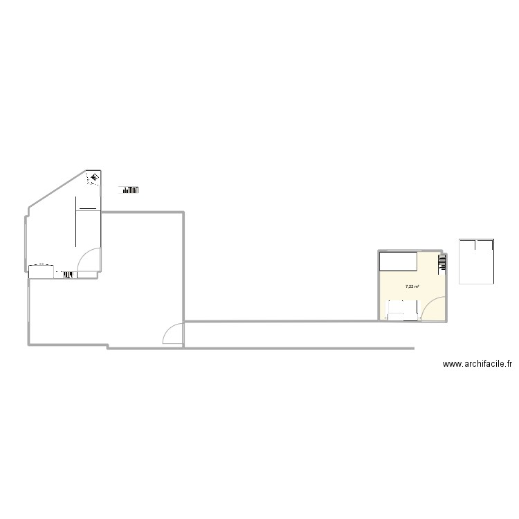 Casa 2. Plan de 3 pièces et 43 m2