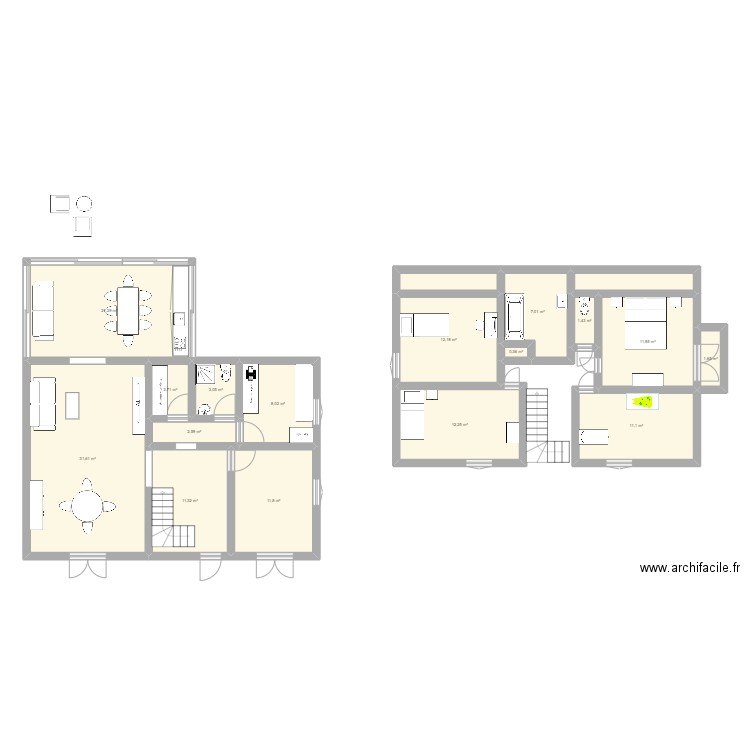 Nouveau plan 2. Plan de 18 pièces et 156 m2