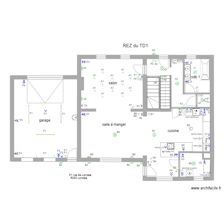 maison REZ. Plan de 4 pièces et 94 m2