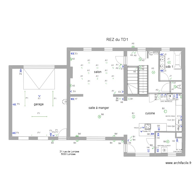 maison REZ. Plan de 4 pièces et 94 m2