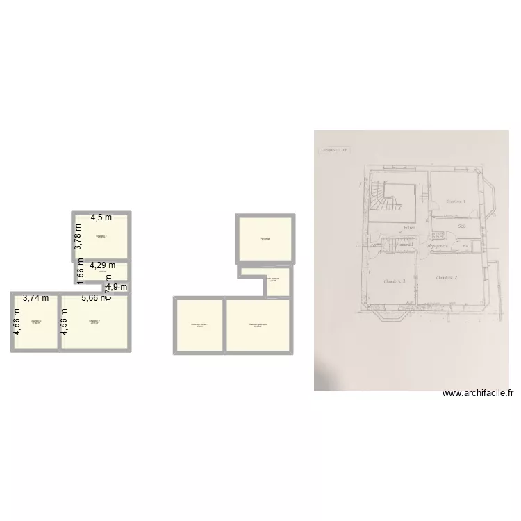 1er etage. Plan de 9  et 132 m²