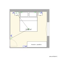 plan architectural d\'une chambre de 13.32m²