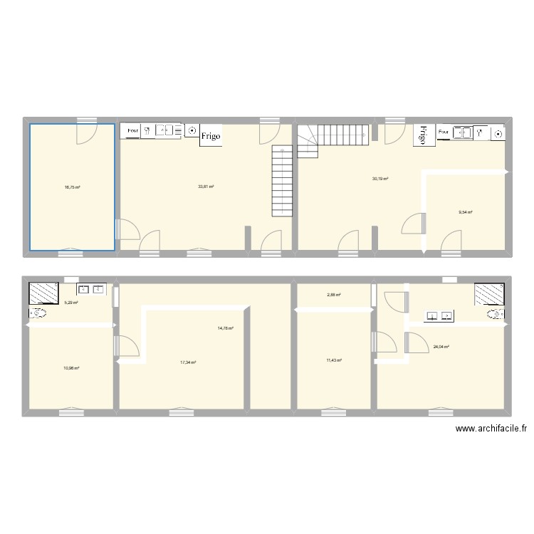 Landevert-Precis. Plan de 11 pièces et 177 m2