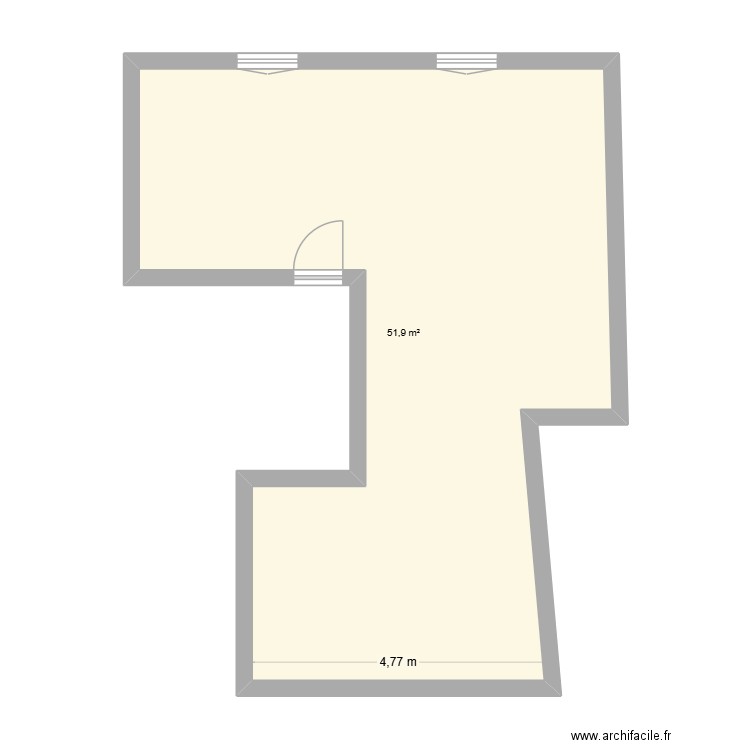 corine. Plan de 1 pièce et 52 m2
