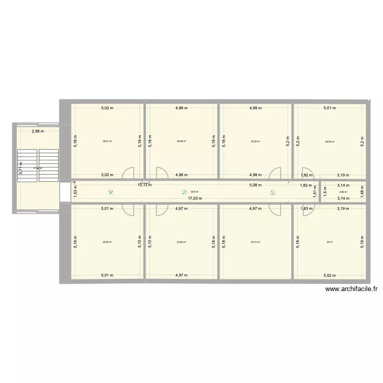 Commun 2ème étage DROITE. Plan de 11 et 254 m² Commun 2ème étage DROITE. Plan de 11 et 254 m²