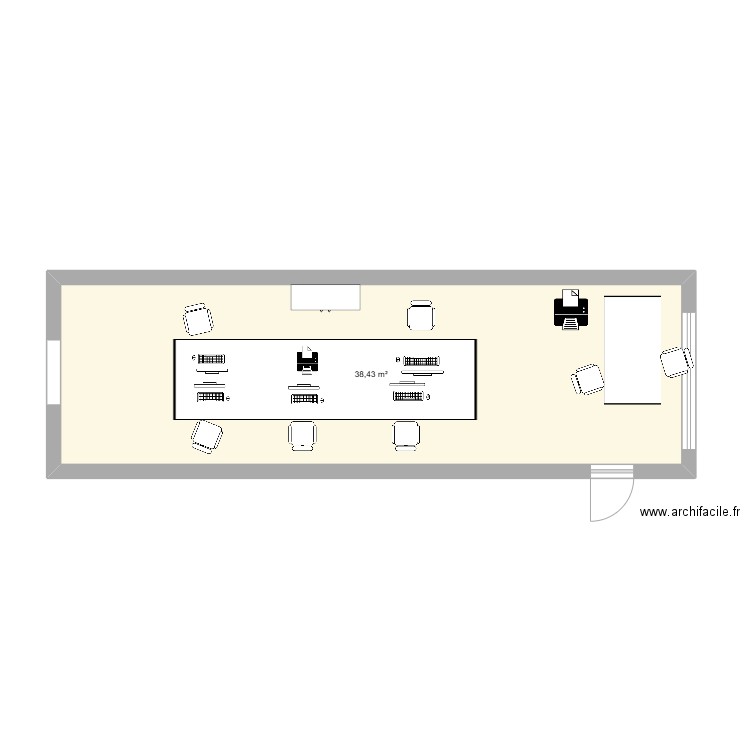 plan bureau stage. Plan de 1 pièce et 38 m2