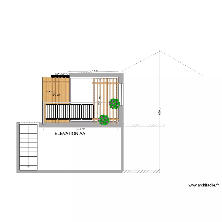 ELEVATIN TERRASSE . Plan de 