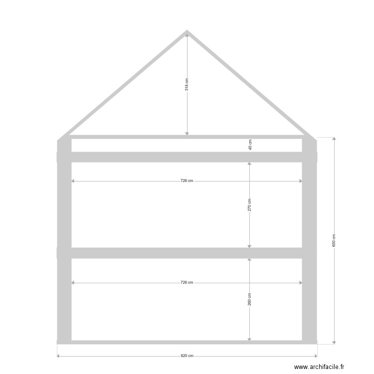 coupe aa avant travaux . Plan de 0 pièce et 0 m2