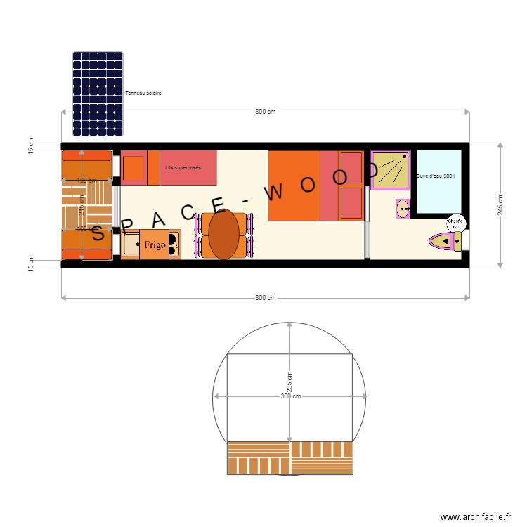 TONNEAU 1 module  245x800. Plan de 0 pièce et 0 m2