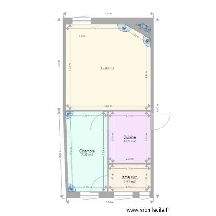 Batiment B 201. Plan de 5 pièces et 31 m2