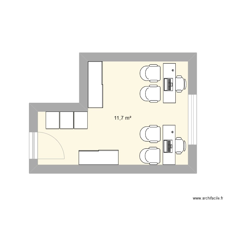 Bureau 115/PAMELA. Plan de 1 pièce et 12 m2