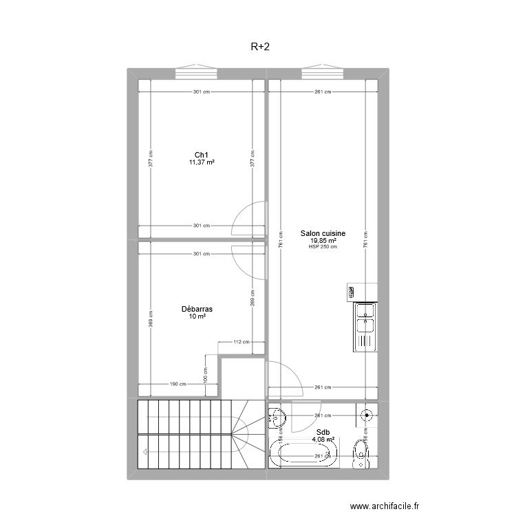 Panessac. Plan de 5 pièces et 51 m2