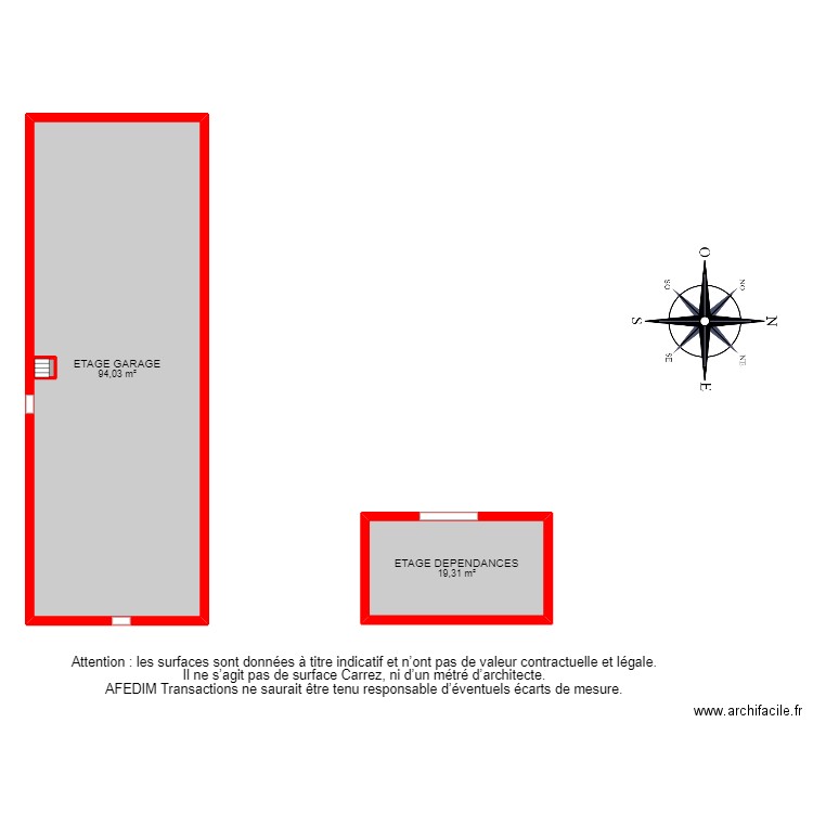 BI10314 ETAGE DEPENDANCE. Plan de 3 pièces et 114 m2