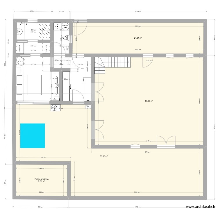 Plan Extension Xan. Plan de 4 pièces et 156 m2