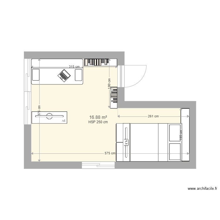 appartement margot . Plan de 1 pièce et 17 m2