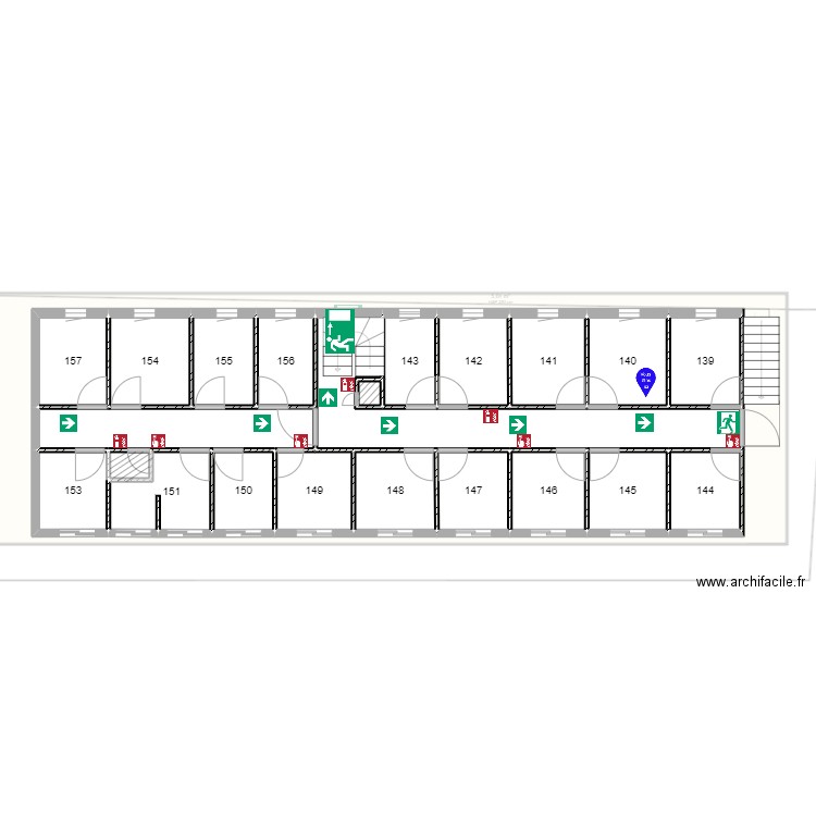 Plan évacuation rocade Chambre 140  . Plan de 0 pièce et 0 m2