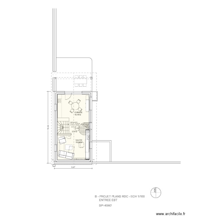 NO maison ele et nico. Plan de 1 pièce et 45 m2