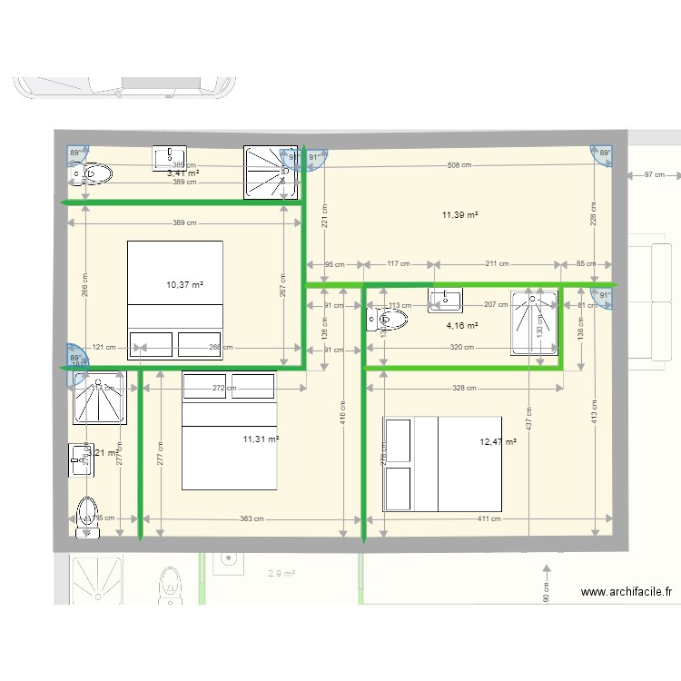 projet 2 janvier 22. Plan de 11 pièces et 145 m2