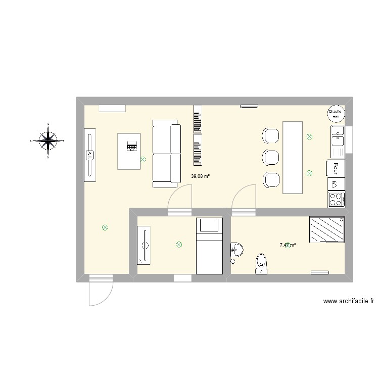 123. Plan de 2 pièces et 47 m2