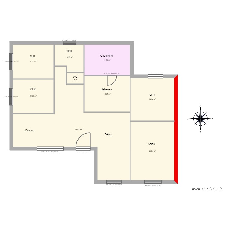 LEY. Plan de 9 pièces et 138 m2