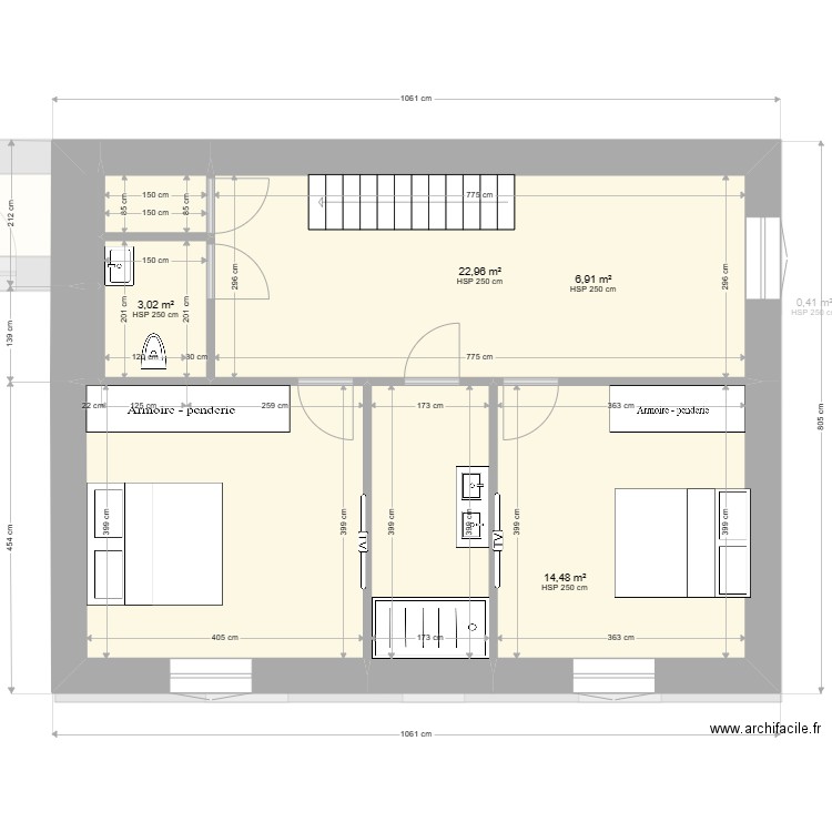 b s v. Plan de 17 pièces et 201 m2