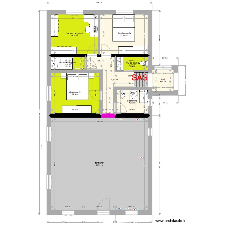 LAMBERT. Plan de 9 pièces et 119 m2