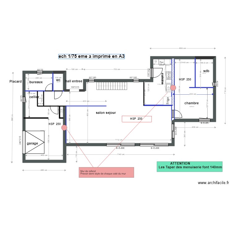 plan platrerie. Plan de 8 pièces et 69 m2