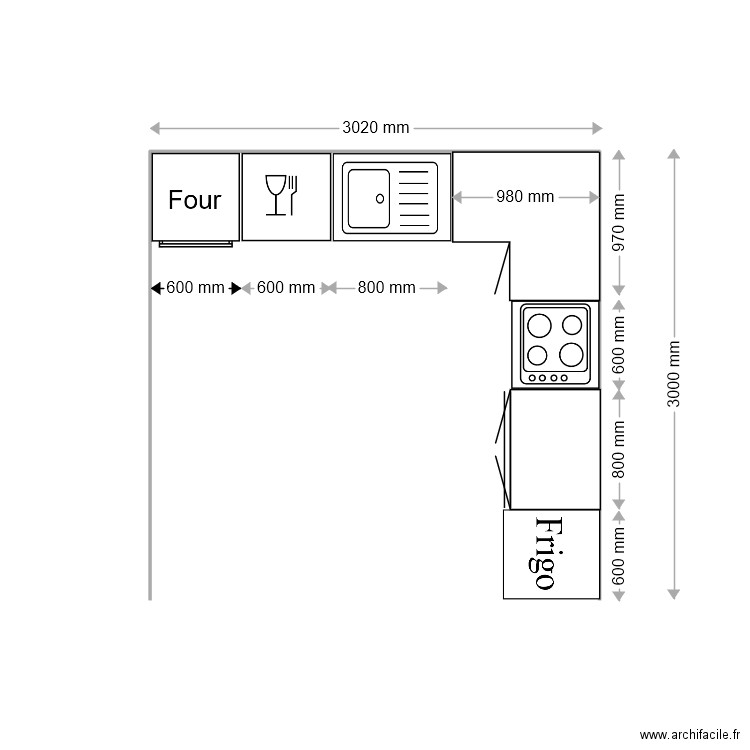 plan cuisine. Plan de 0 pièce et 0 m2