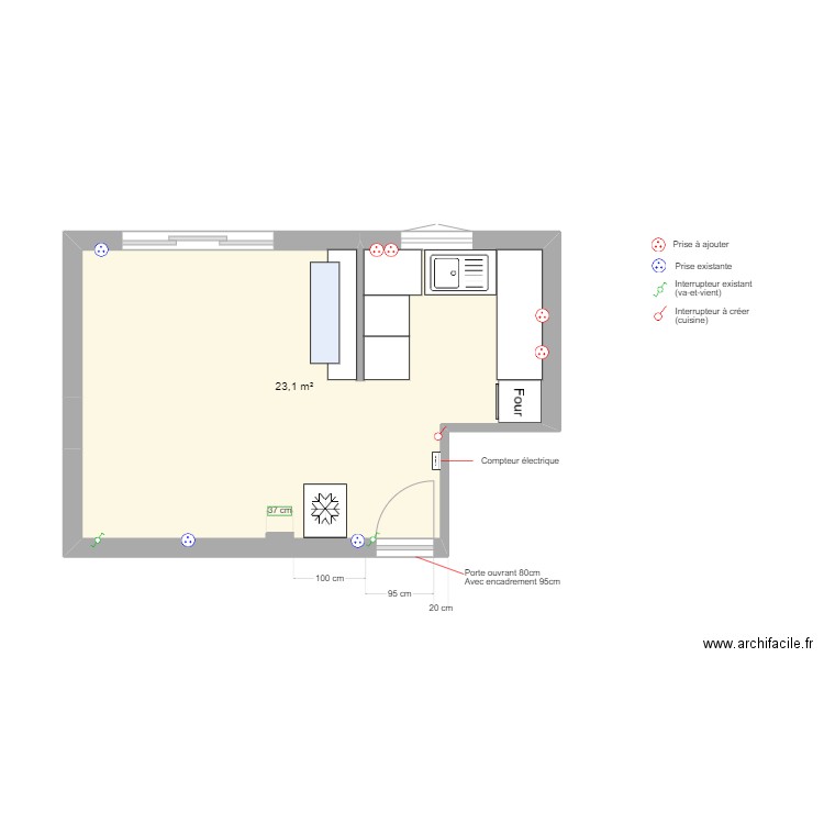 cuisine option 2 bis. Plan de 0 pièce et 0 m2