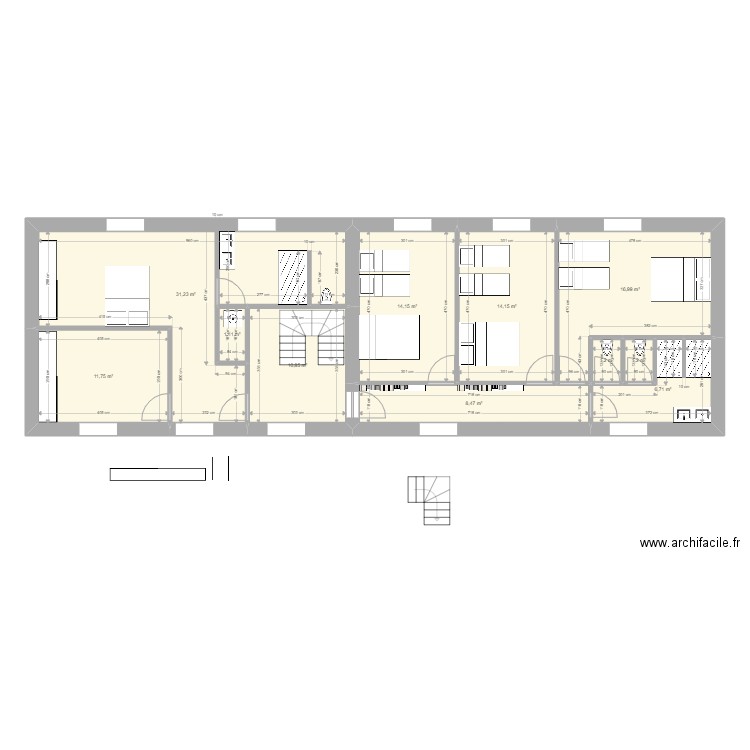 St Georges idée 4 étage. Plan de 11 pièces et 118 m2