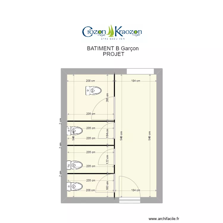 plan b&acirc;timent A  Projet  Gar&ccedil;ons. Plan de 