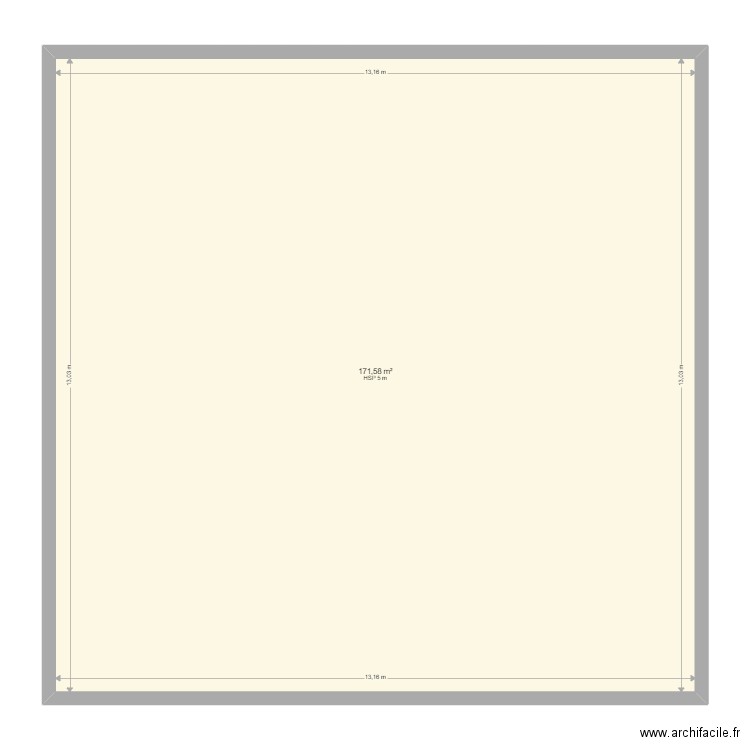 Tennis. Plan de 1 pièce et 172 m2