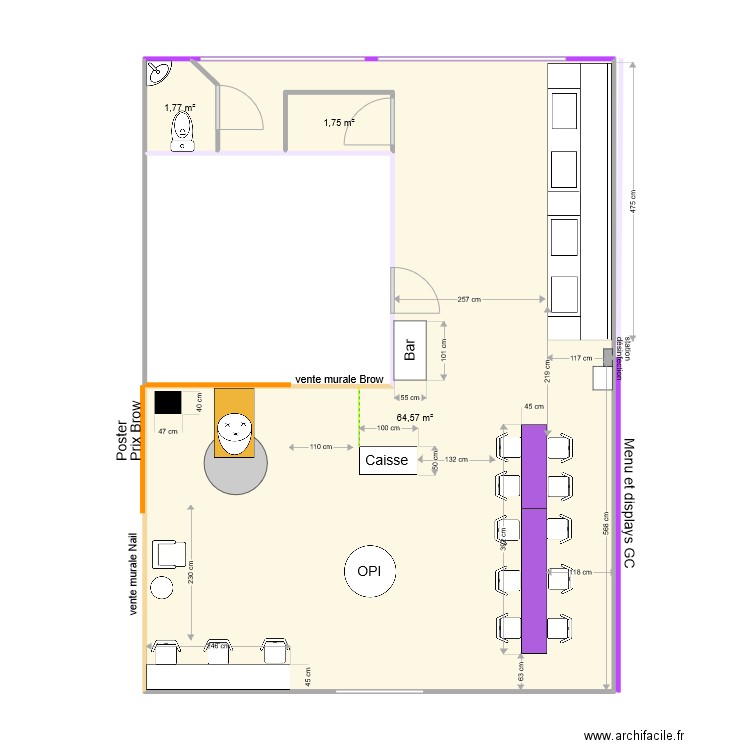 NB6 avec Brow V4 1 brow. Plan de 3 pièces et 68 m2