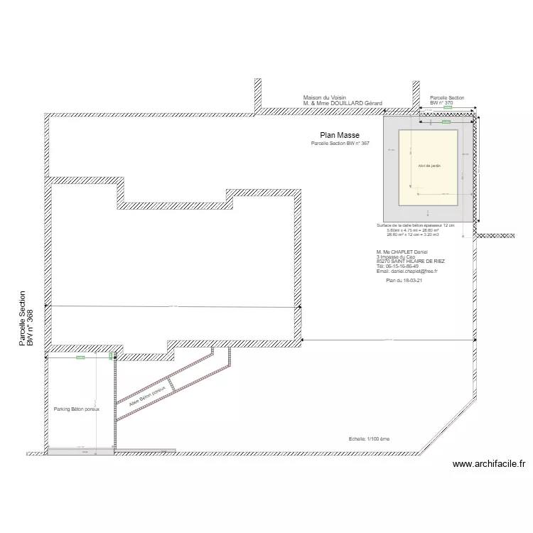 Plan Masse Abri de jardin. Plan de 