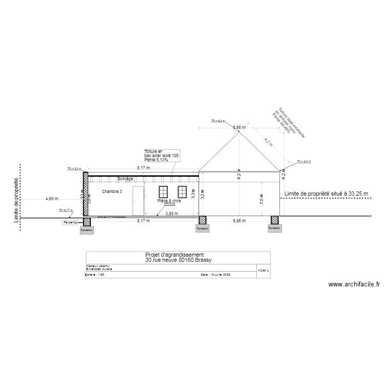 plan de coupe. Plan de 0 pièce et 0 m2