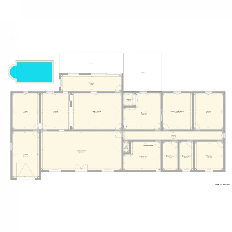 Dream House. Plan de 16 pièces et 273 m2