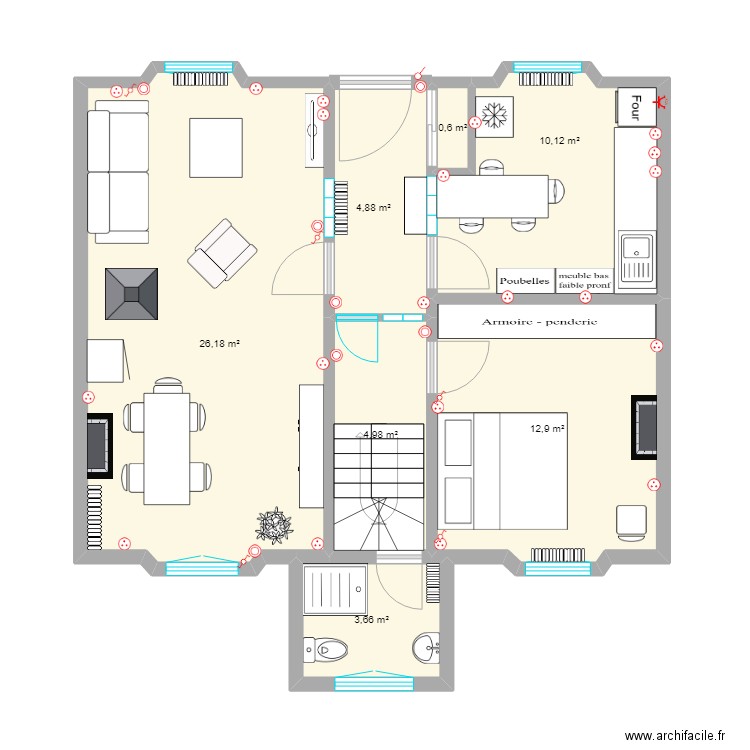 RDC v2 Loperhet. Plan de 7 pièces et 63 m2