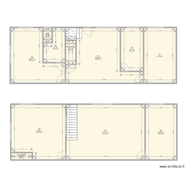 BASE VILLENEUVE. Plan de 11 pièces et 170 m2