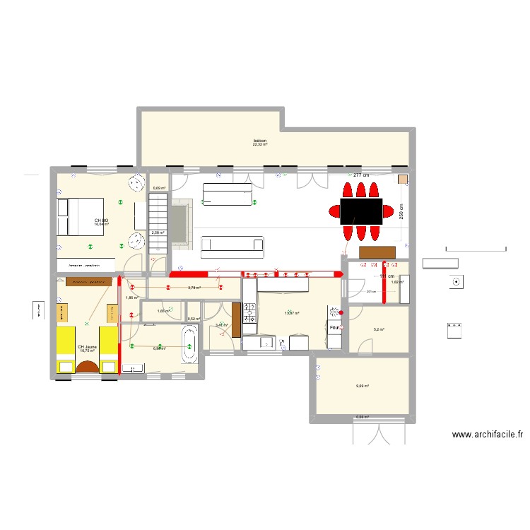 Bidart RDC  MEUBLES. Plan de 16 pièces et 100 m2