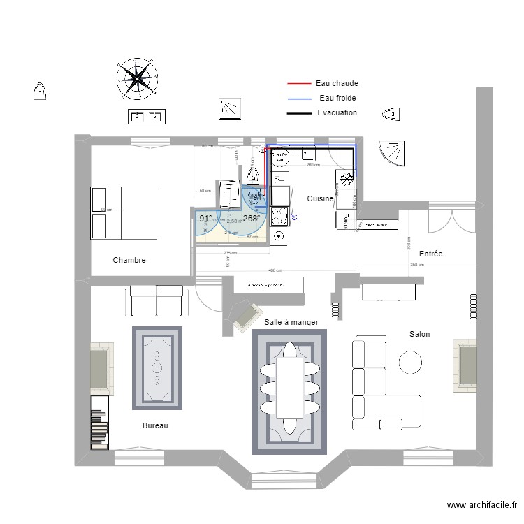 Plan Pabro V4. Plan de 1 pièce et 3 m2