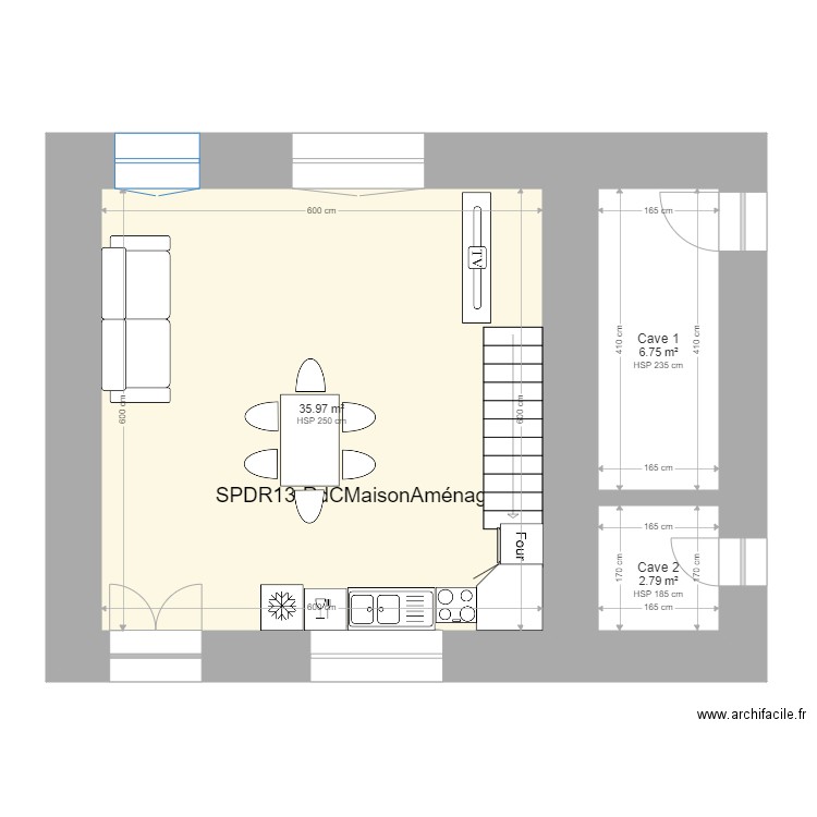 SPDR13-RdC_Aménagé-Maison_3. Plan de 3 pièces et 46 m2
