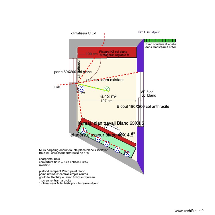  testa Bureau. Plan de 0 pièce et 0 m2