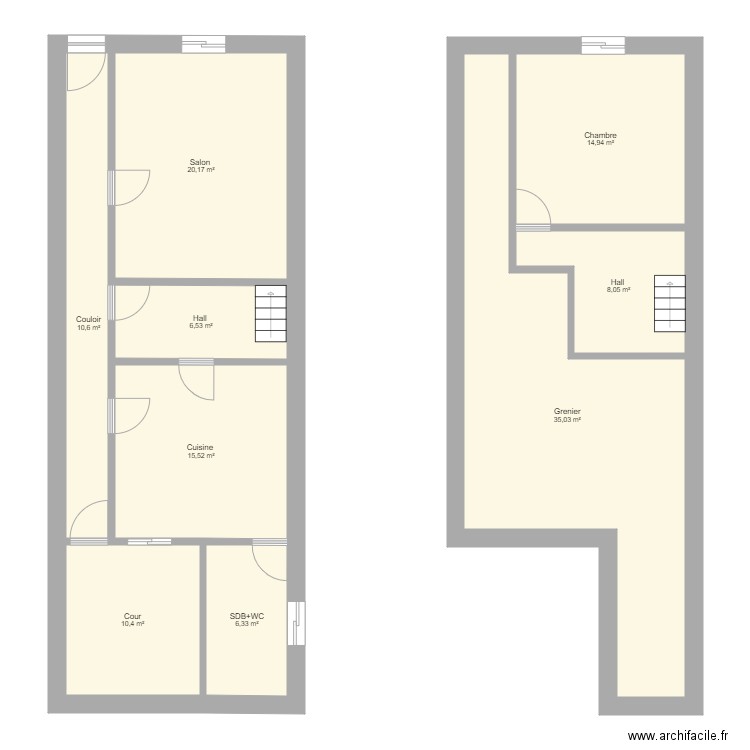 Marie louise Duquesnoy. Plan de 9 pièces et 128 m2