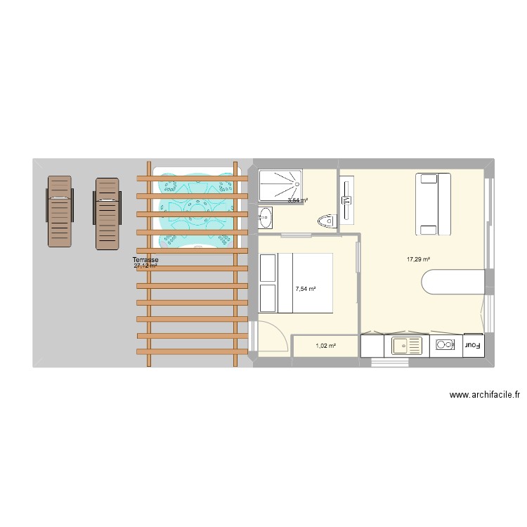 Abris ISPOURE. Plan de 5 pièces et 57 m2