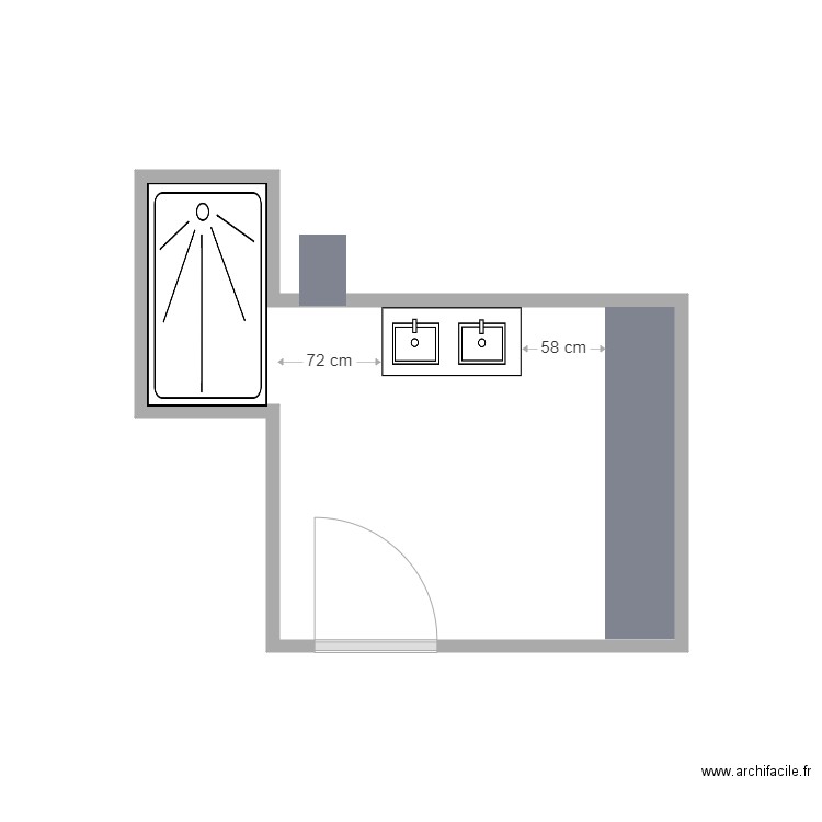 beauchamp salle de bain. Plan de 1 pièce et 8 m2