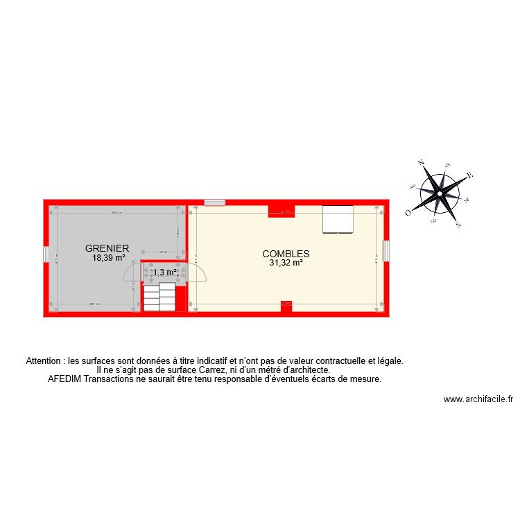 BI 6871 COMBLES PASCAL. Plan de 4 pièces et 53 m2