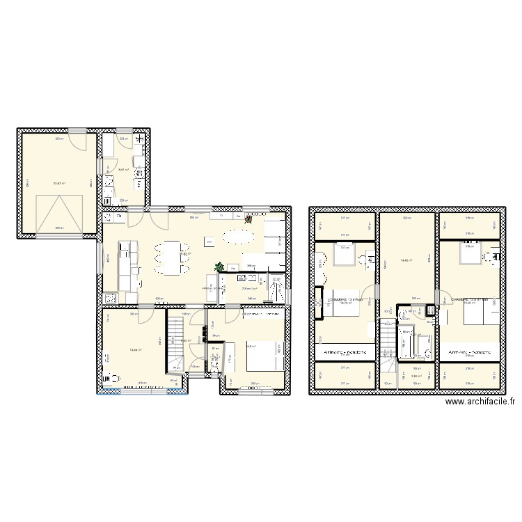 maison bois rochefort PROJET 1. Plan de 21 pièces et 195 m2