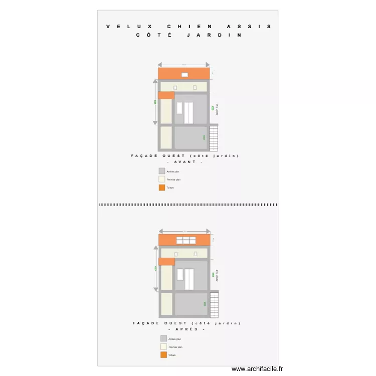 Plan fa&ccedil;ades et toitures Bastide 2. Plan de 